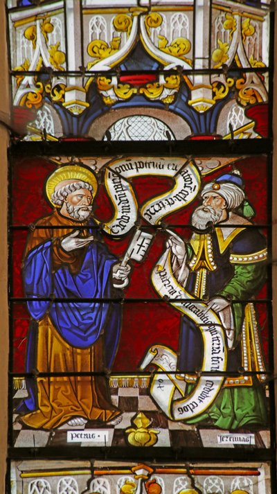 Vetrata raffigurante San Pietro e il Profeta Geremia da French School